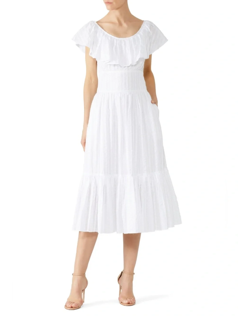 NWT Tory Burch Striped White Seersucker Dress Size 8 Retail $448